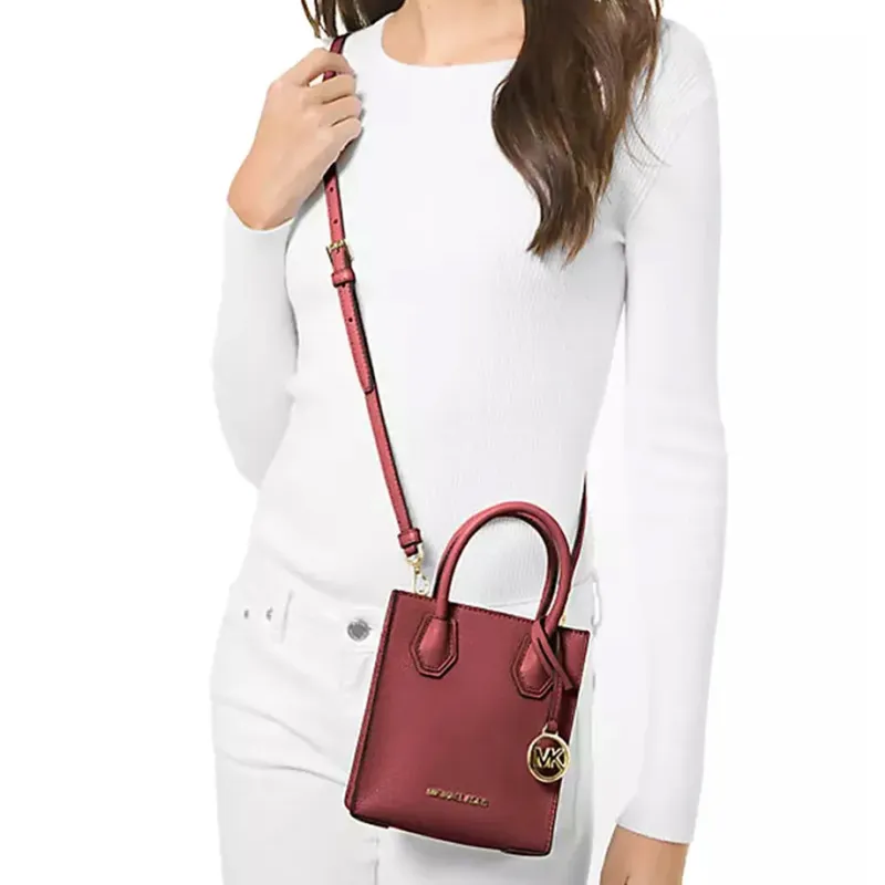 MICHAEL KORS Mercer Leather Shoulder Bag, Crossbody Bag Extra Small Women's Ox Blood-4