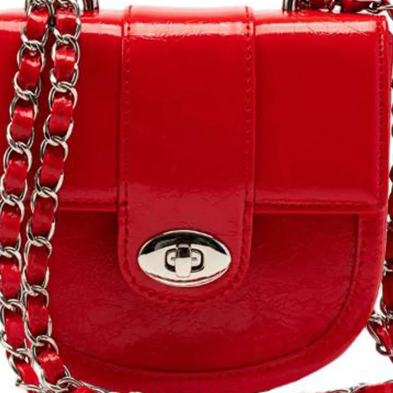 CARDINAL RED Cow Leather Saddle Bag Crossbody Bag Women's Red-4