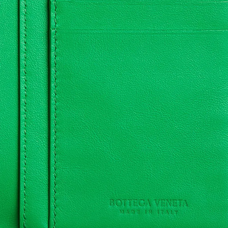 Bottega Veneta Cow Leather Wallet Large Size Men's Parrot Green-3