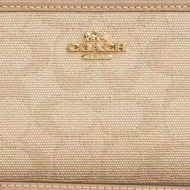 COACH Zip Around Iconic Canvas Wallet Trumpets Women's Dark Color & Natural Multicolor-4