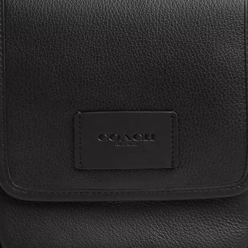 COACH LUCAS Smooth Calf Leather Shoulder Bag, Crossbody Bag Mini Men's Black-3