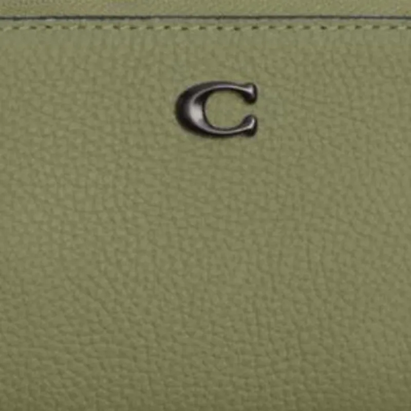 COACH Leather Key Pouch Mini Men's Moss Green-2