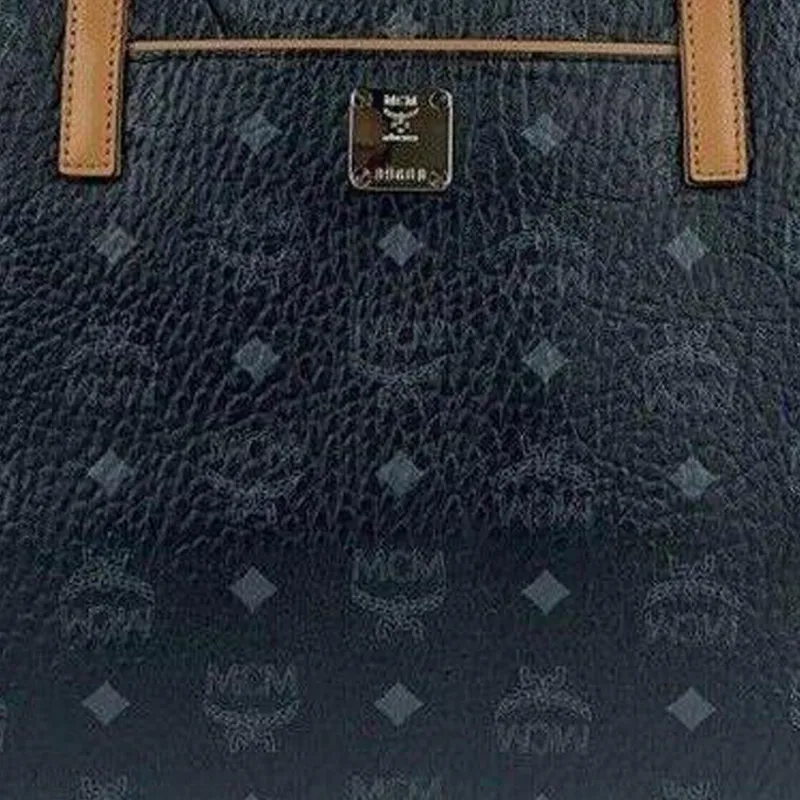 MCM Coated Canvas With Leather Tote Bag, Shopping Bag, Shoulder Bag Medium Size Women's Black-3