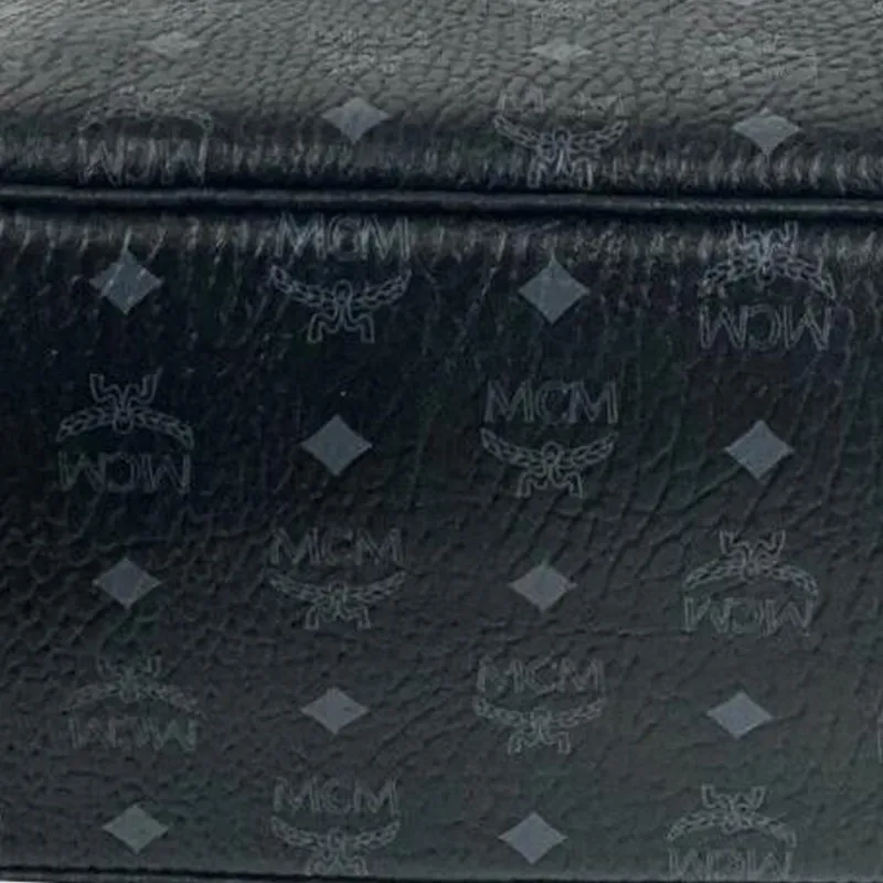 MCM Coated Canvas With Leather Tote Bag, Shopping Bag, Shoulder Bag Medium Size Women's Black-4