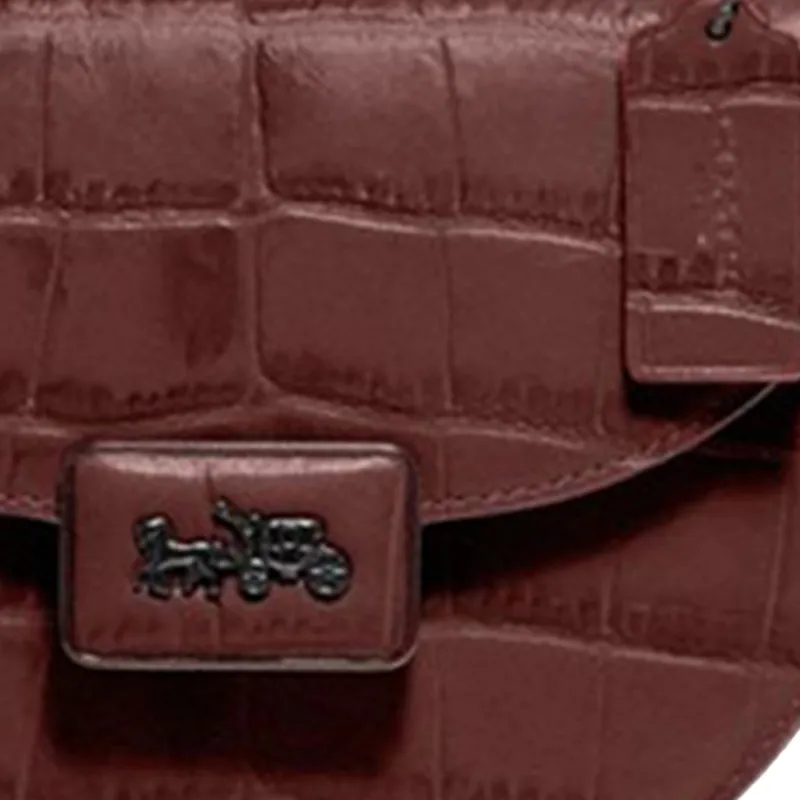 COACH Alie Cow Leather Saddle Bag Crossbody Shoulder Bag Small Size Women's Burgundy-3