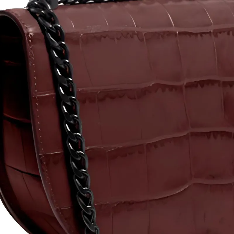 COACH Alie Cow Leather Saddle Bag Crossbody Shoulder Bag Small Size Women's Burgundy-2