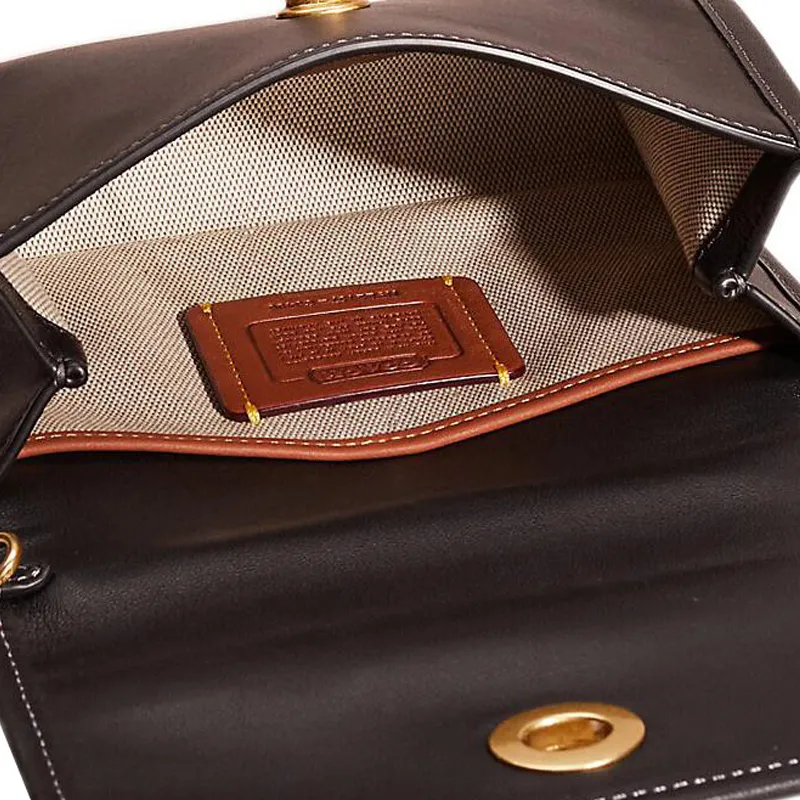 COACH Kip Leather Shoulder Bag, Crossbody Bag, Handbag Small Size Women's Black-4