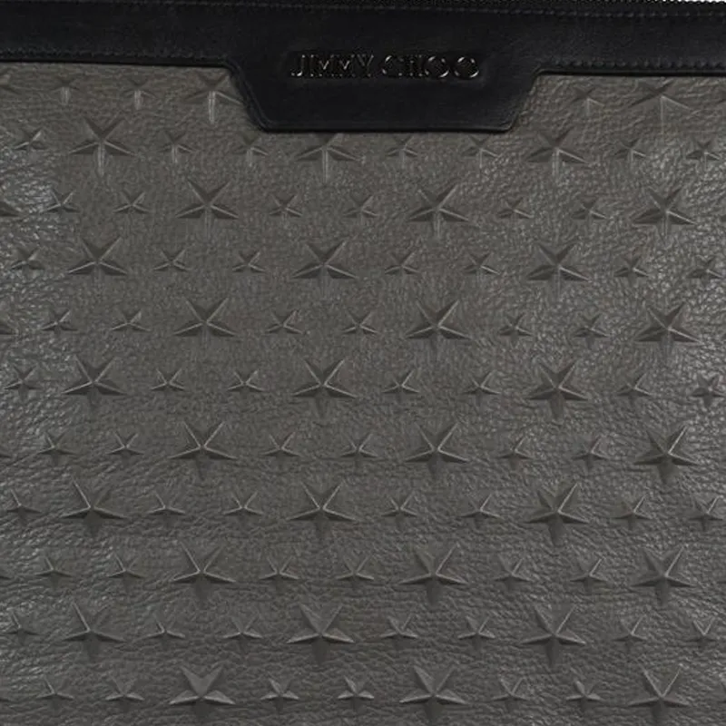 Jimmy Choo Grained Leather Clutch Men's Gray-4