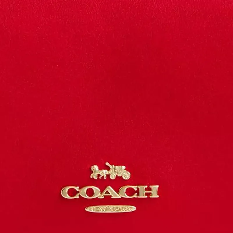 COACH Coated Canvas With Leather Wallet Mini Women's Red-4