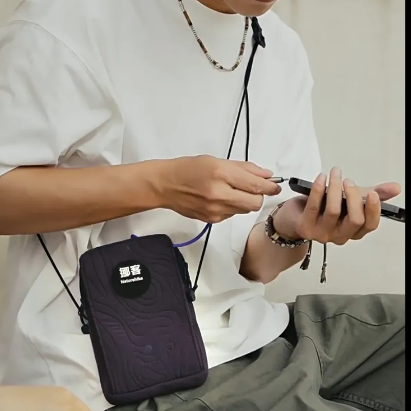 NATUREHIKE Polyamide One Shoulder Crossbody Cell Phone Pouch Mini Unisex Dusty Purple/Cool Gray-4
