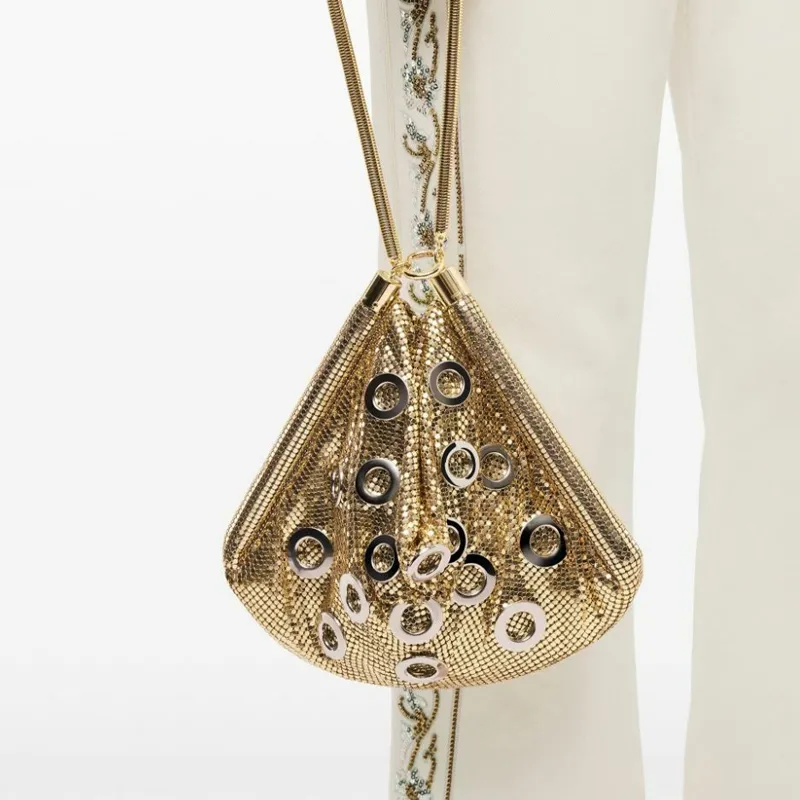Paco Rabanne Brass Crossbody Handbags Women's Gold-3