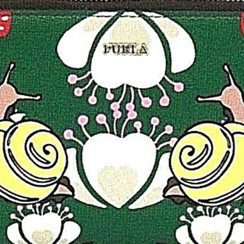 Furla Leather Card Holder Clutch Wallet Women's Green-5