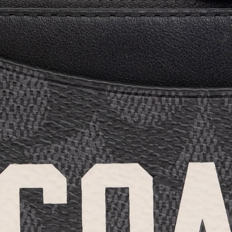 COACH Card Case Canvas With Exquisite Calfskin Card Holder Mini Men's Charcoal Gray-2
