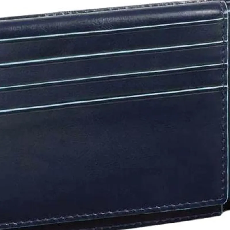 PIQUADRO Leather Card Holder, Wallet Men's Blue-3