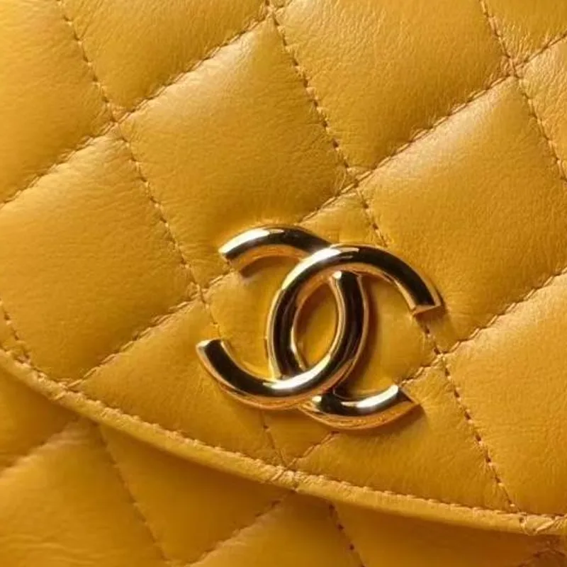 CHANEL Shiny Calfskin Shoulder Bag, Crossbody Bag, Handbag Women's Yellow-2