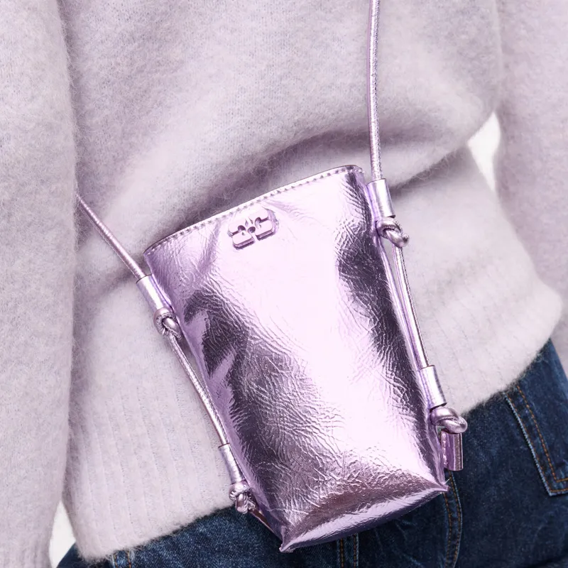 GANNI Synthetic Leather Crossbody Bag Shoulder Bag Mini Women's Light Purple-4
