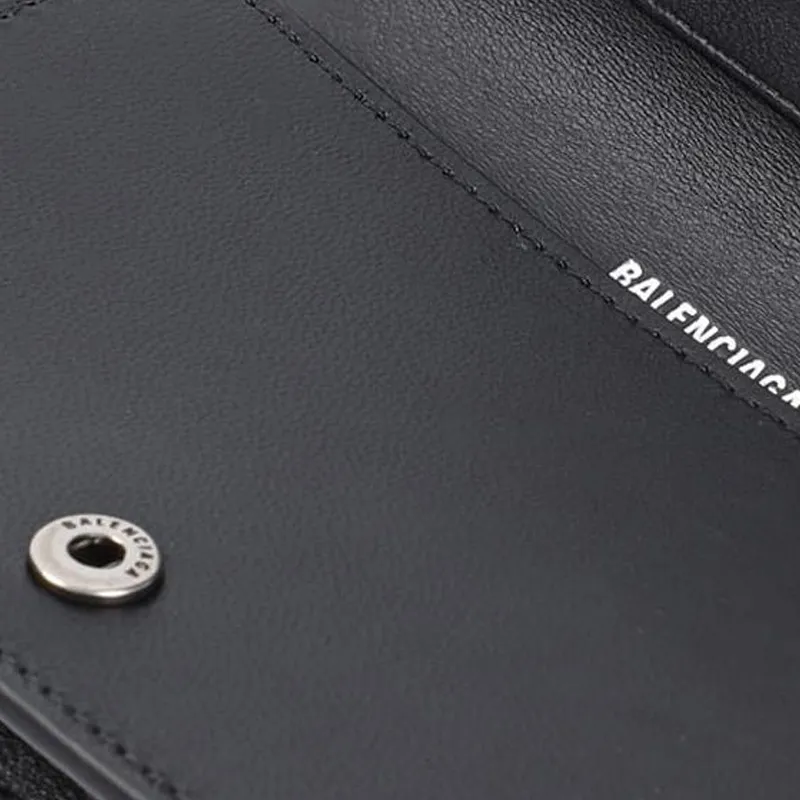 Balenciaga Arena Calfskin Card Holder Women's Black-4