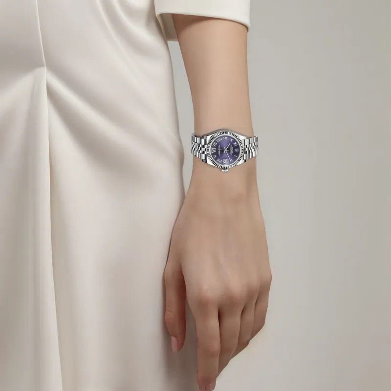 ROLEX Log Series Automatic Mechanical Movement Women's Watch 31mm Purple Watch Dial Oystersteel Case Oystersteel Strap-2