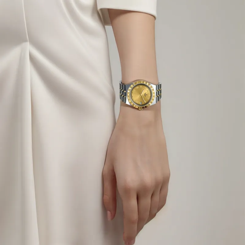 TUDOR Royal Collection Automatic Mechanical Movement Women's Watch Watch 34mm Gold Dial Steel Case Steel Strap-3