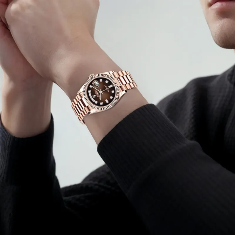 ROLEX Week type Calendar Collection Automatic Mechanical Movement Unisex Watch 36mm Coffee Watch Dial-2