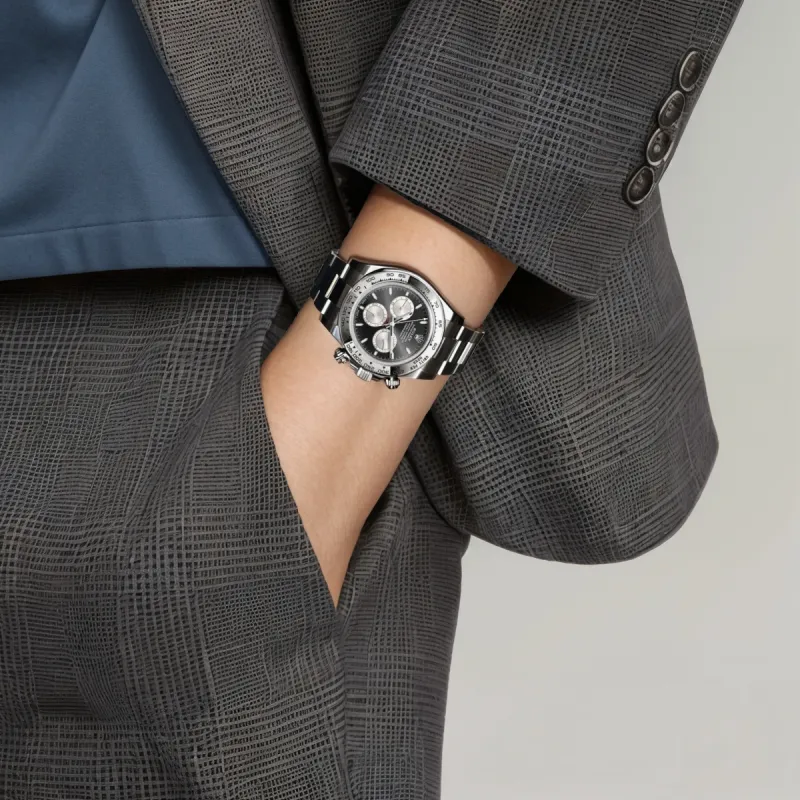 ROLEX Universe Slim Ditan Series Automatic Mechanical Movement Men's Watches Watch 40mm Black Dial 18K White Gold Case-3