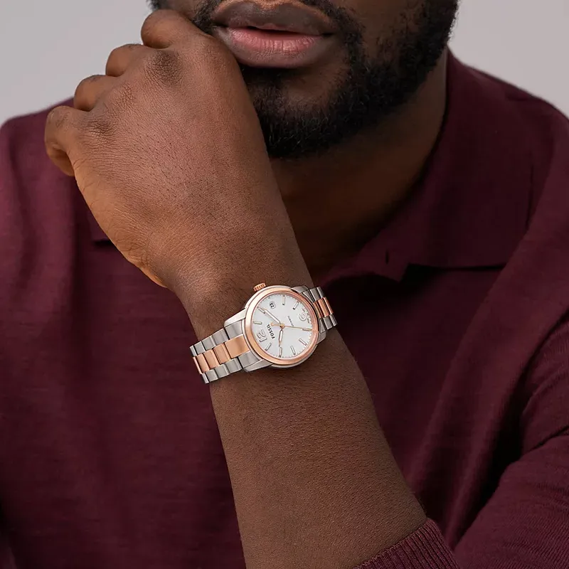 FOSSIL Heritage Collection Wrist Watch Automatic Mechanical Movement Stainless Steel Strap 38mm Silver Dial Unisex-4