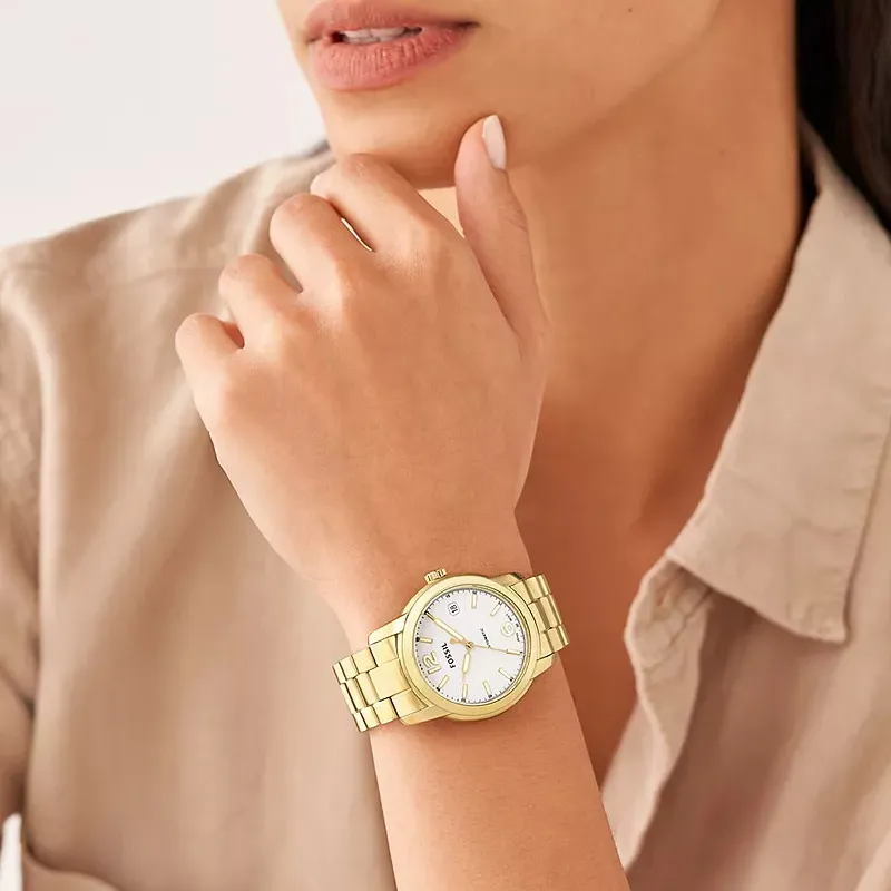 FOSSIL Heritage Collection Wrist Watch Automatic Mechanical Movement Stainless Steel Strap 38mm White Dial Unisex-6