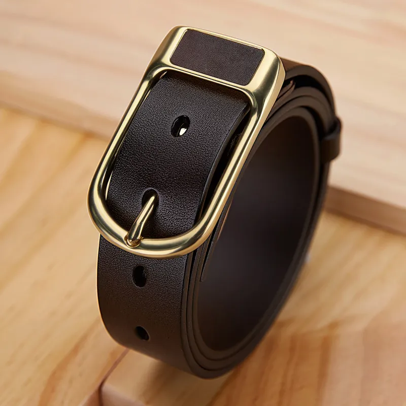 BISON DENIM Pin Buckle Belt Width 3.4cm Belt Cow Leather Casual Vintage Men's-1