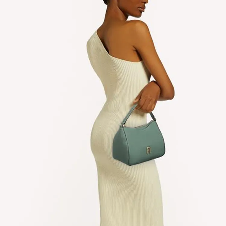 Furla Primula Grained Calfskin Shoulder Bag Crossbody Bag Handbag Small Size Women's Pea Green-4