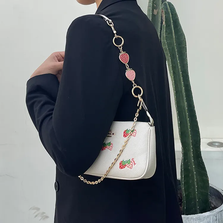 Lan Bao Fan Metal Bag Strap Women's Red Pink-2