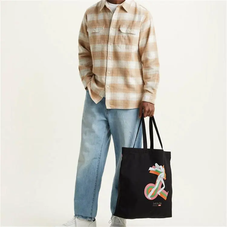 Levi’s 100% Cotton Tote Bag Shopping Bag Shoulder Bag Handbag Extra Large Men's Black-2