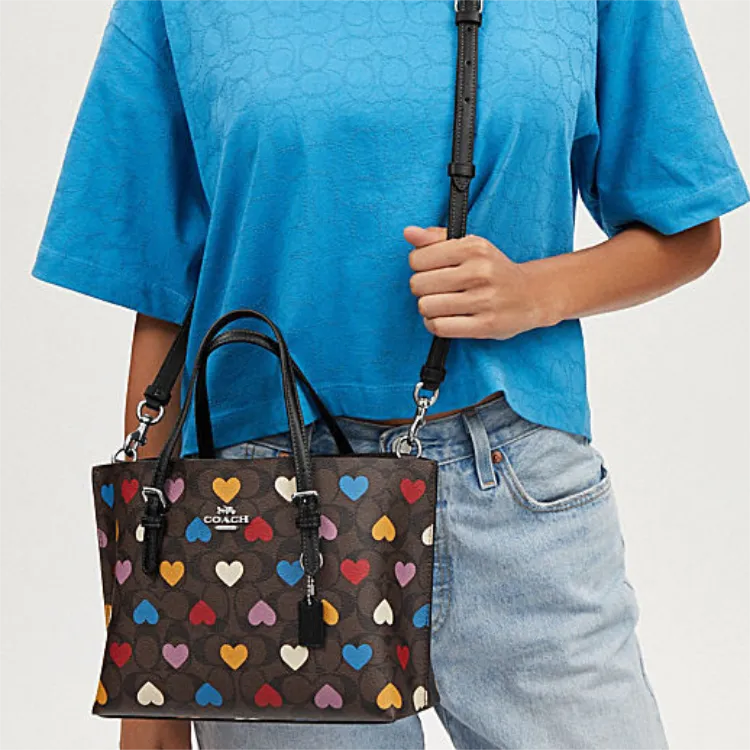 COACH Leather Tote Bag, Shopping Bag, Handbag, Shoulder Bag Women's Coffee-4