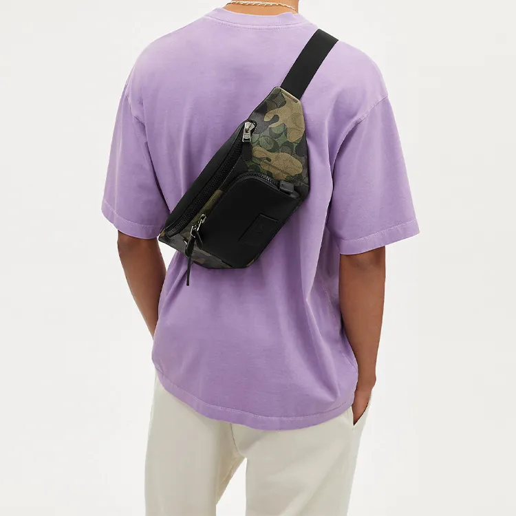 COACH Canvas With Calfskin Shoulder Bag, Sling Bag, Fanny Pack Tubas Men's Camouflage-4