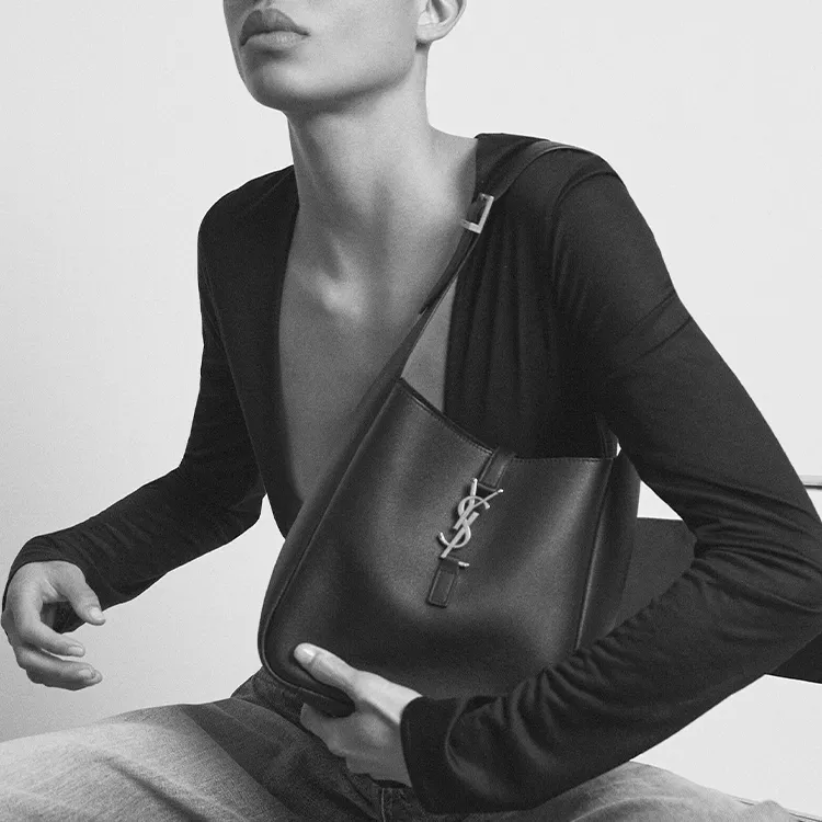 SAINT LAURENT LE5A7 Leather Hobo Bag, Handbag, Shoulder Bag Women's Sea Salt Color-5