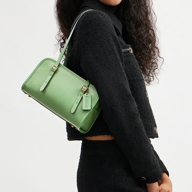 COACH Swing Zip Glove Tanning Shoulder Bag, Handbag, Shoulder Bag Medium Size Women's Light Pistachio Green-3