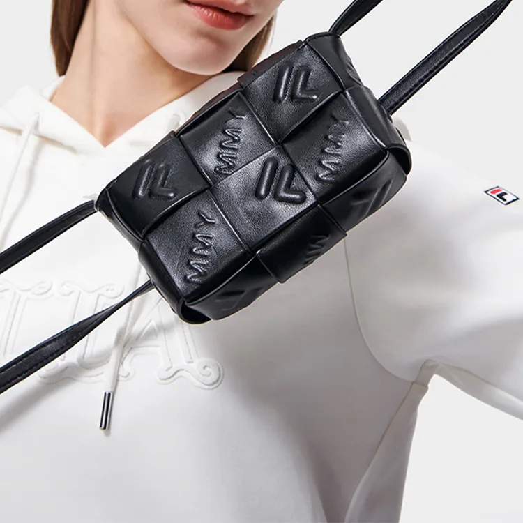 FILA MIHARA Collaboration PU Cell Phone Pouch Crossbody Bags Extra Small Women's Jet Black-4