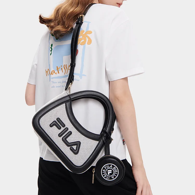 FILA PU Shoulder Bag Crossbody Bag Handbags Small Size Women's Black-3
