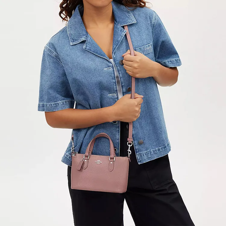 COACH Gallery Leather Handbag Shoulder Bag Crossbody Bag Small Size Women's Rose-3