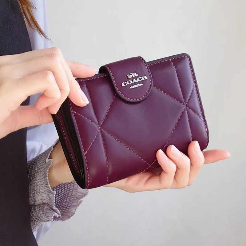 COACH Leather Wallet Medium Size Women's Deep Raspberry-4