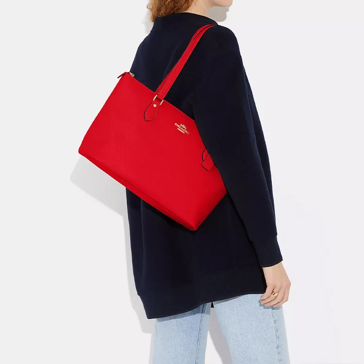 COACH Gallery Leather Tote Bag Shopping Bag Handbag Shoulder Bag Women's Red-4
