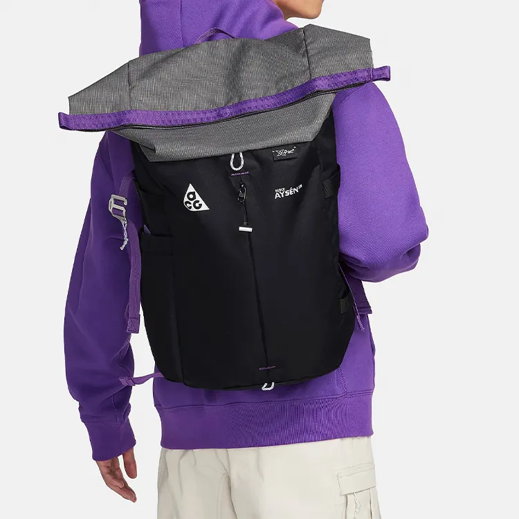 Nike Polyester Backpack Regular Unisex Black & Cool Gray & White-5