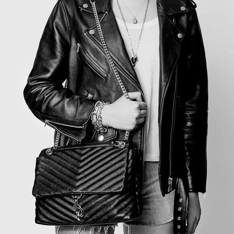 REBECCA MINKOFF Edie Leather Shoulder Bag Women's Black-3