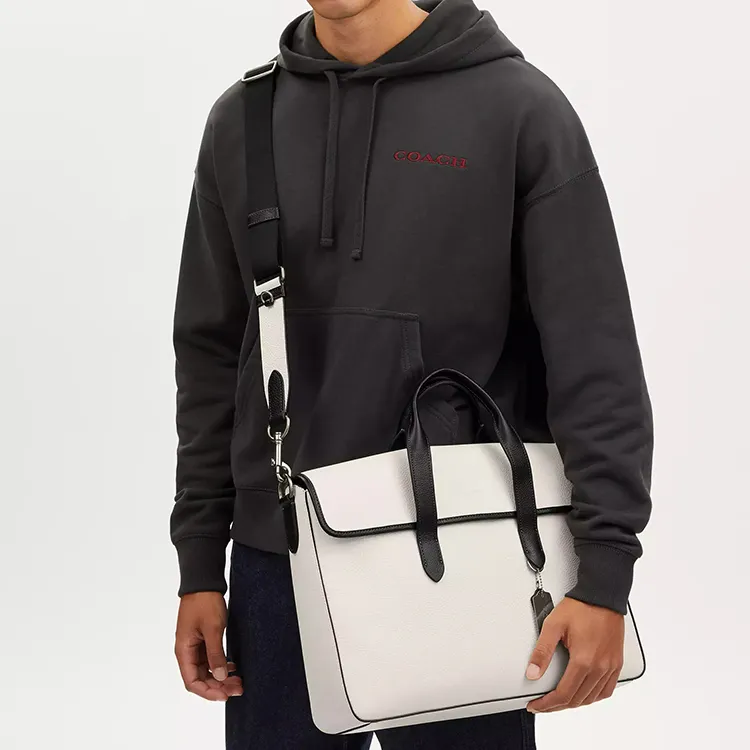 COACH PortfolioSullivan Pebbled Leather Briefcase, Handbag, Shoulder Bag, Crossbody Bag Tubas Men's White-4