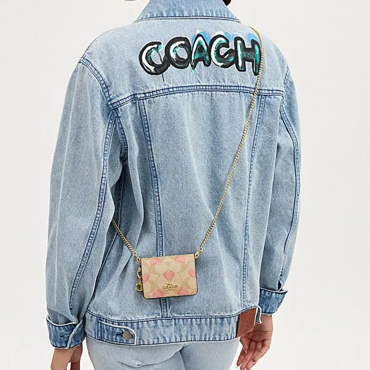 COACH PVC With Skin Clutch, Shoulder Bag, Crossbody Bag, Wallet Mini Women's Light Khaki & Chalk White-3