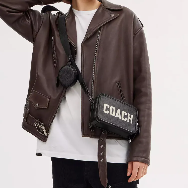 COACH Charter Coated Canvas Crossbody Bag, Shoulder Bag Small Size Men's Multiple Charcoal-4