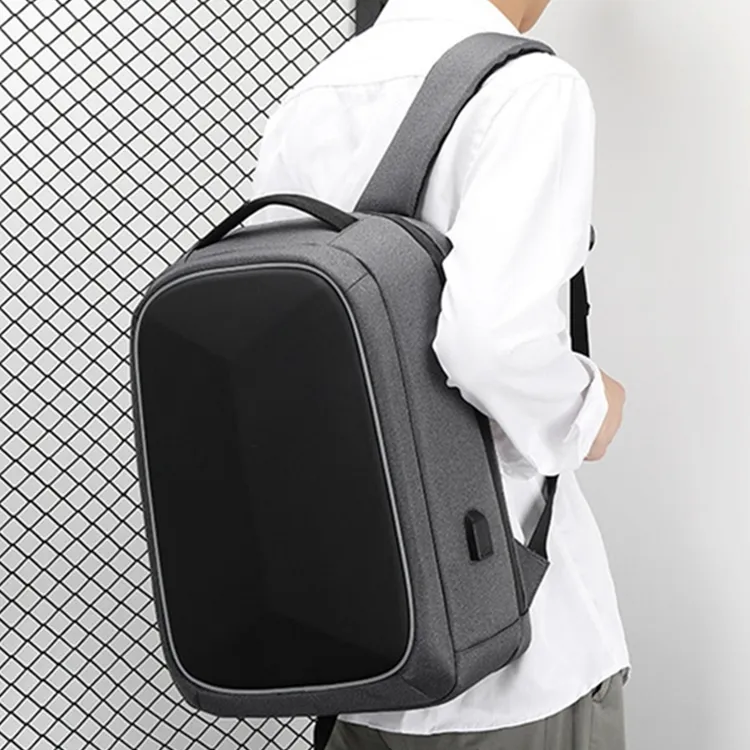 Dusen Kangaroo Oxford Laptop Travel Bag Backpack Large Size Unisex Gray/Black/Blue-3