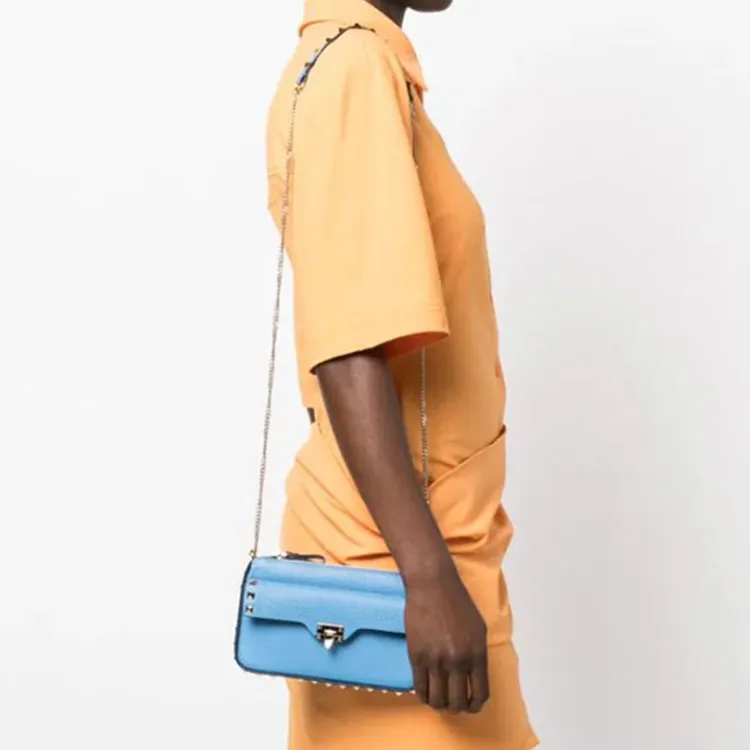 Valentino Rockstud Calfskin Shoulder Bag Crossbody Bag Mini Women's Blue-6
