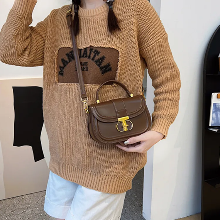 SUPERCUTE PU Shoulder Bag Crossbody Bag Women's Mocha/Romanian Red/Ecru Black-2