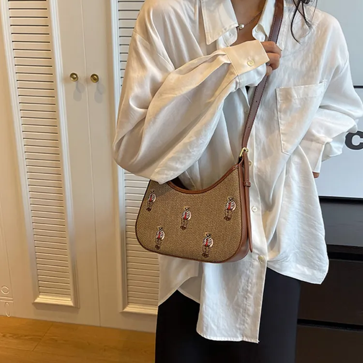 PINK·LAND PU Baguette Bag Shoulder Bags Regular Women's Ecru/Khaki-9
