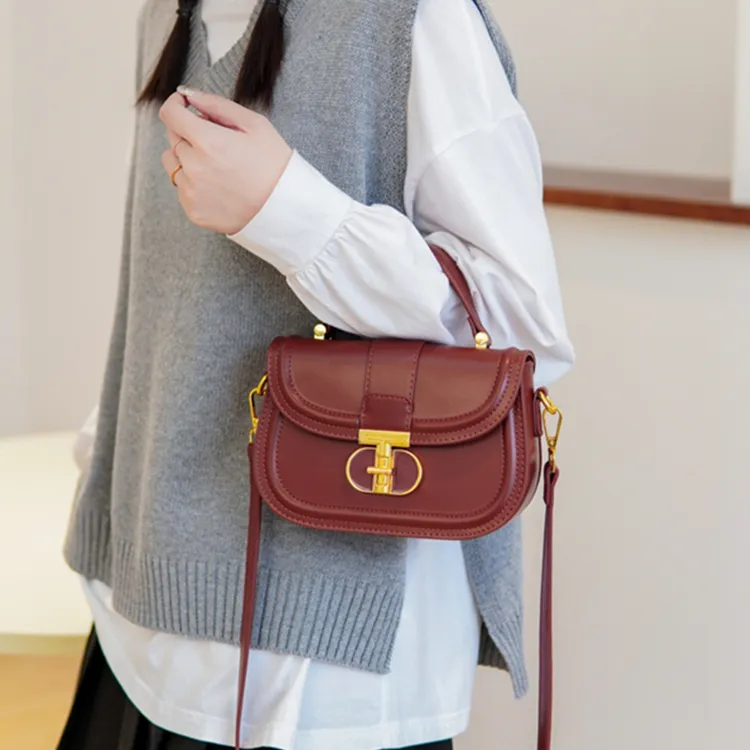 SUPERCUTE PU Shoulder Bag Crossbody Bag Women's Mocha/Romanian Red/Ecru Black-11